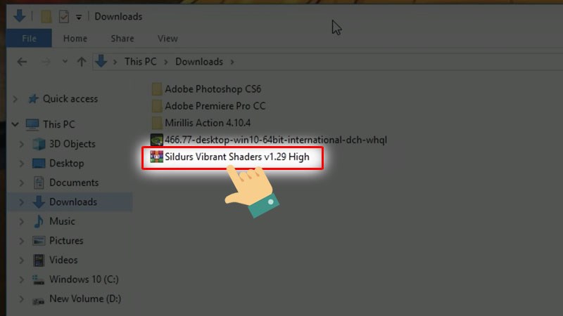  Vào thư mục bạn lưu bản tải Shader, để bạn biết trước thư mục nằm ở mục nào
