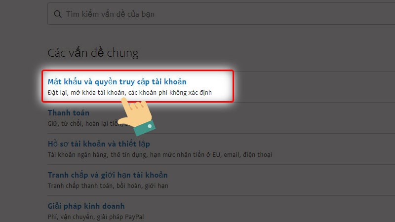  Chọn Password and account access (Mật khẩu v&agrave; quyền truy cập t&agrave;i khoản)