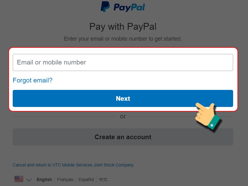 Đăng nhập tài khoản Paypal để thanh toán