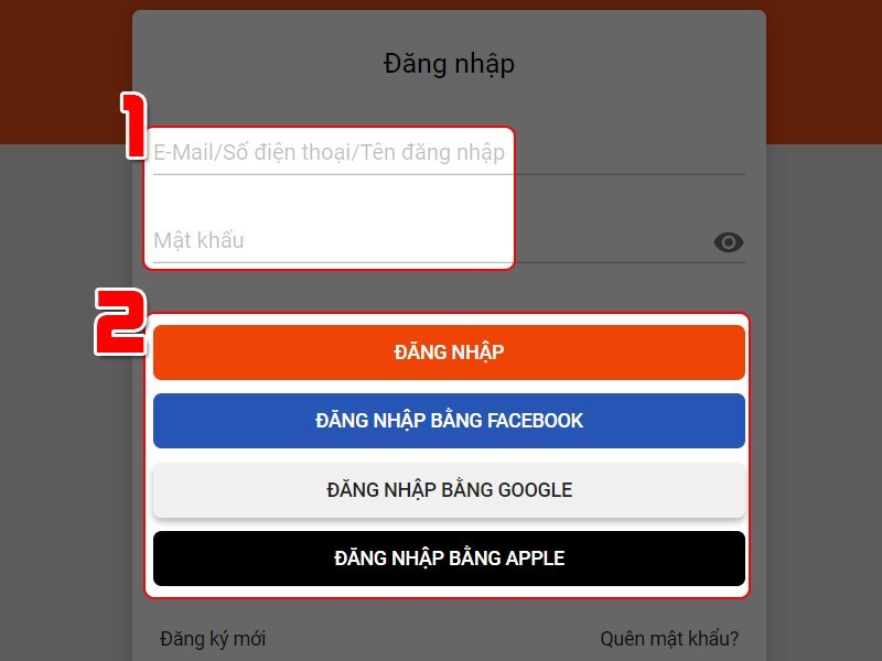 Đăng nhập t&agrave;i khoản 