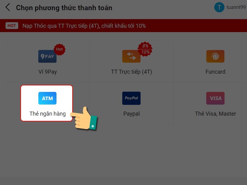 Chọn phương thức thanh to&aacute;n
