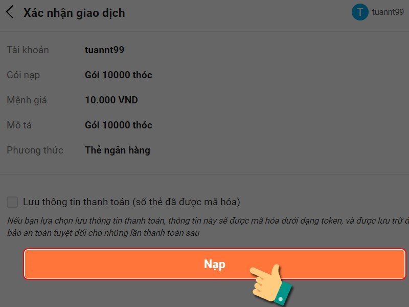 Kiểm tra th&ocirc;ng tin giao dịch