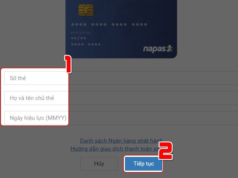 Điền th&ocirc;ng tin thẻ thanh to&aacute;n