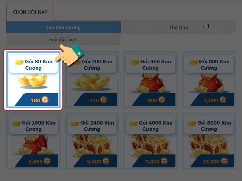 Chọn gói nạp