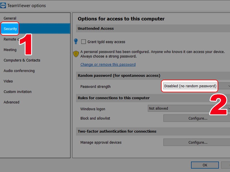 Nhấn vào mục Security (Bảo mật) Nhấn vào mục Security (Bảo mật)