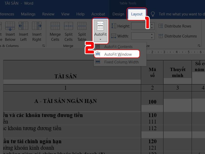 Chọn các mục để hệ thống tự động điều chỉnh