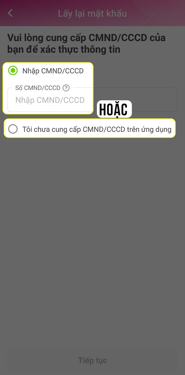 Chọn 1 trong 2 thông tin Chọn 1 trong 2 thông tin