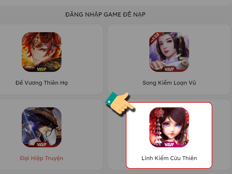 Chọn nạp game Linh Kiếm Cửu Thiên