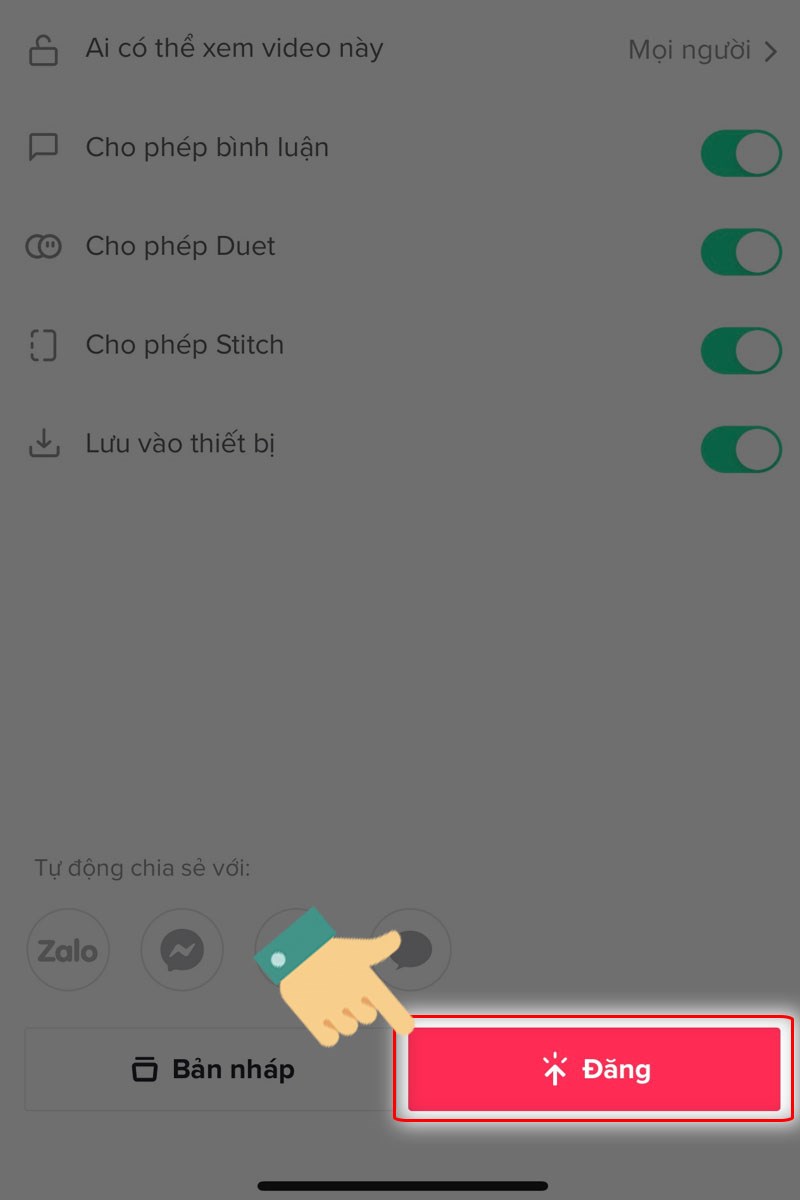 Chọn mục Đăng video trực tiếp l&ecirc;n TikTok