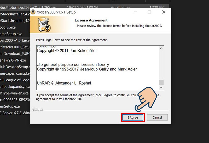 Chọn I Agree để đồng &yacute; c&aacute;c điều khoản.