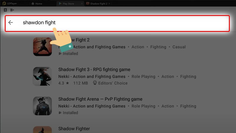 Nhập tên game Shadow Fight 2