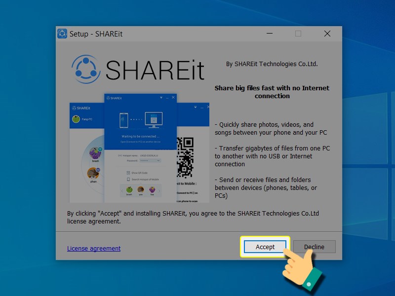Nhấn v&agrave;o Accept