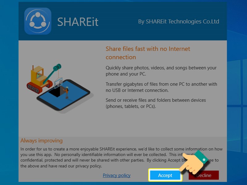 Nhấn Accept v&agrave; sử dụng
