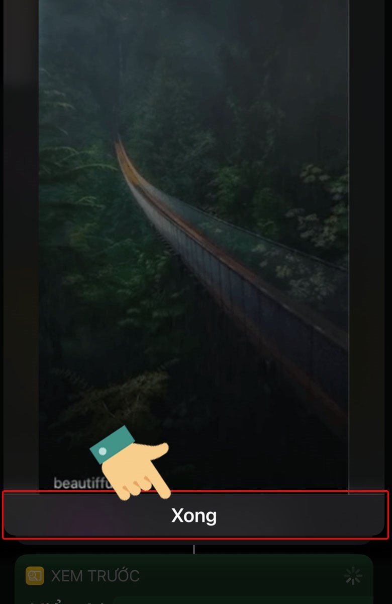 nhấn vào mục Xong để hệ thống lưu lại video GIF của bạn vào thư viện ảnh nhấn vào mục Xong để hệ thống lưu lại video GIF của bạn vào thư viện ảnh