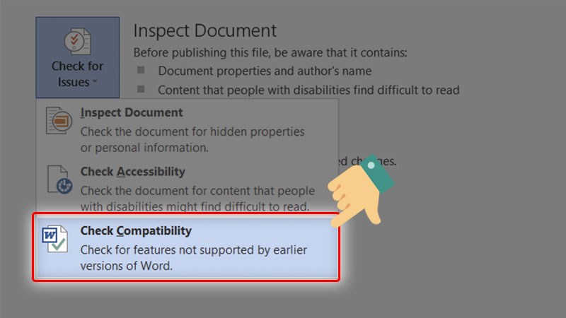 Nhấn chọn vào mục Check Compatibility