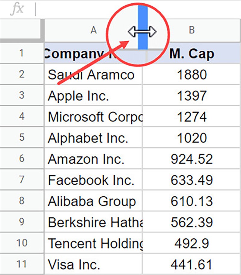Kéo chuột sang trái hoặc phải để căn chỉnh độ rộng cột Kéo chuột sang trái hoặc phải để căn chỉnh độ rộng cột