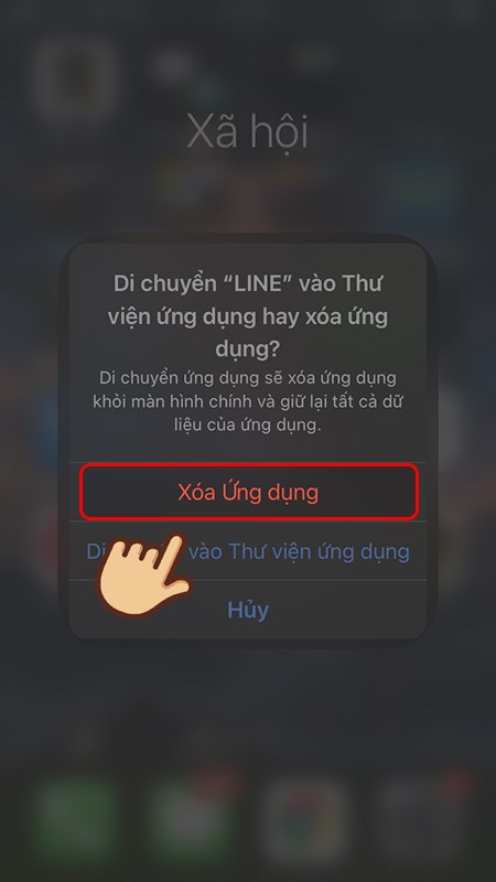 Chọn Xóa ứng dụng để xác nhận xóa