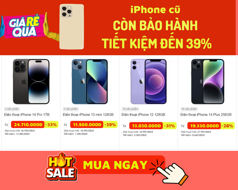 Mua Điện thoại iPhone (Apple) cũ, rẻ hơn từ 30-70% so với mua mới, 1 đổi 1