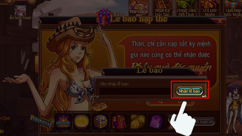 Nhấn vào mục Nhận lễ bao Nhấn vào mục Nhận lễ bao