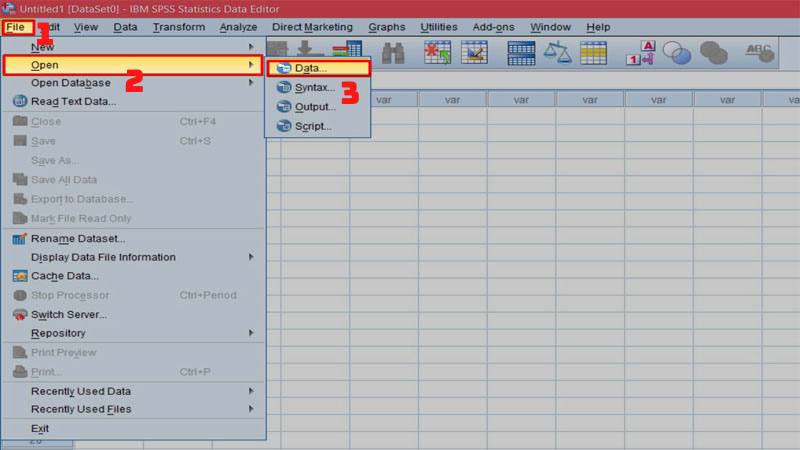 Khởi động phần mềm SPSS