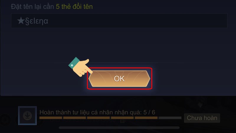 Nhấn OK để xác nhận và hoàn thành đổi tên.