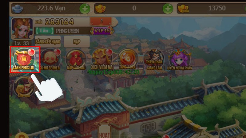 Nhấn chọn Sảnh Phúc Lợi