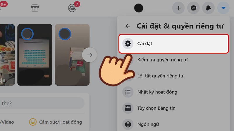 Chọn tiếp Cài đặt