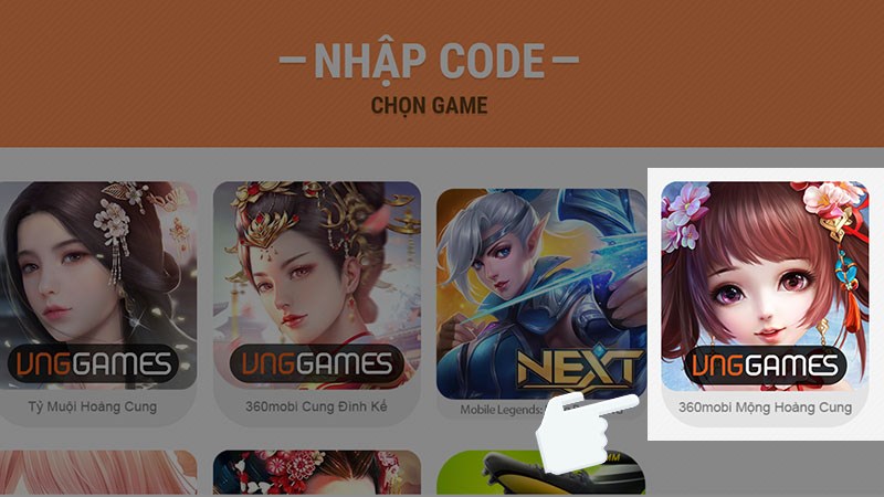 Chọn game 360mobi Mộng Hoàng Cung