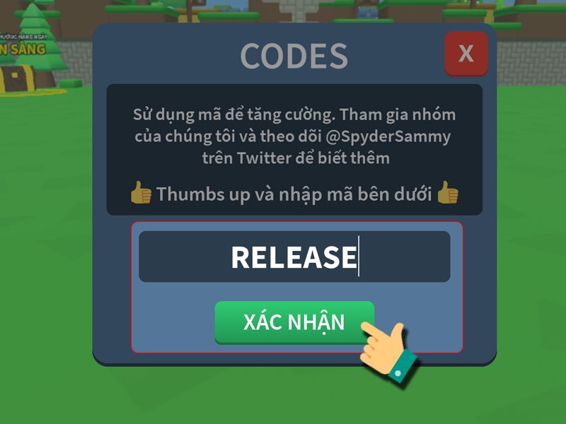 Nhập mã code bạn có