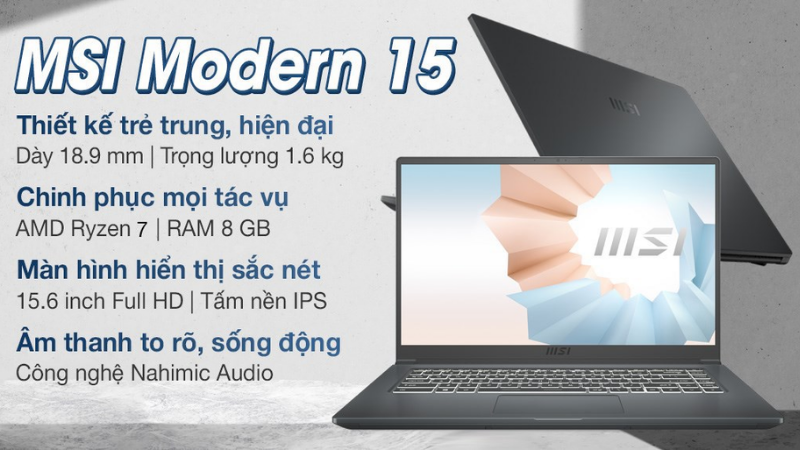 MSI Modern 15 A5M R7 5700U và cấu hình