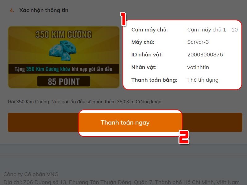 Kiểm tra thông tin thanh toán