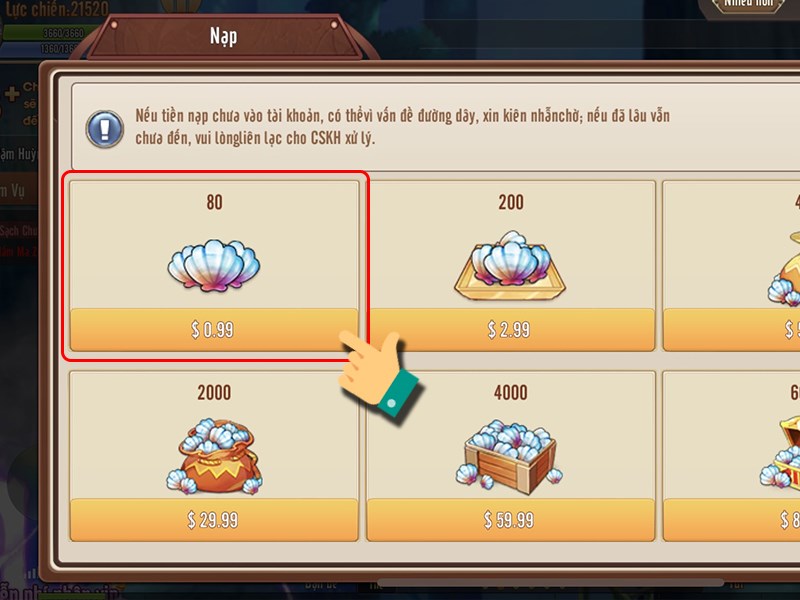 Chọn g&oacute;i nạp