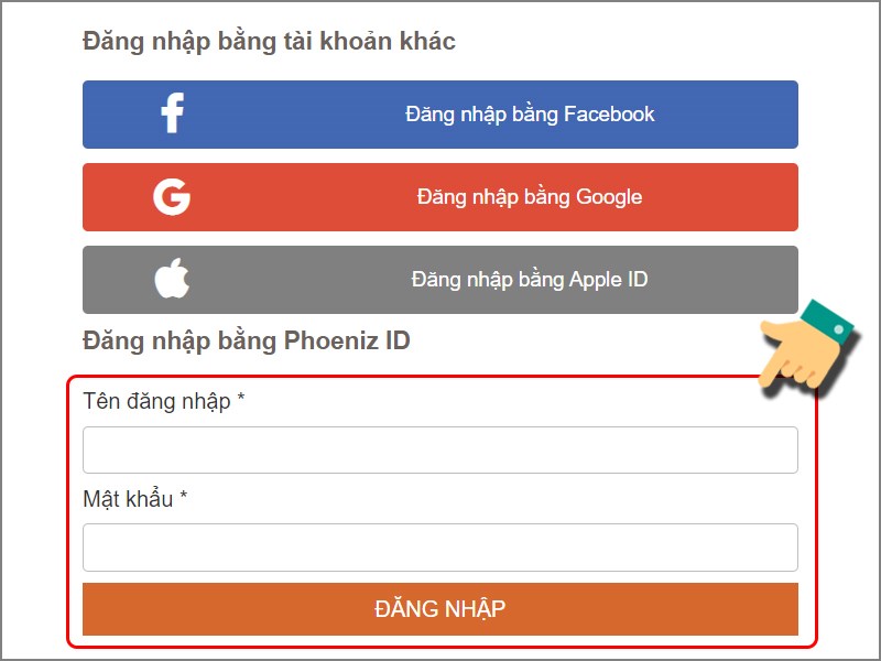 Đăng nhập t&agrave;i khoản game của bạn
