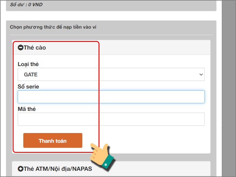 Chọn loại thẻ c&agrave;o
