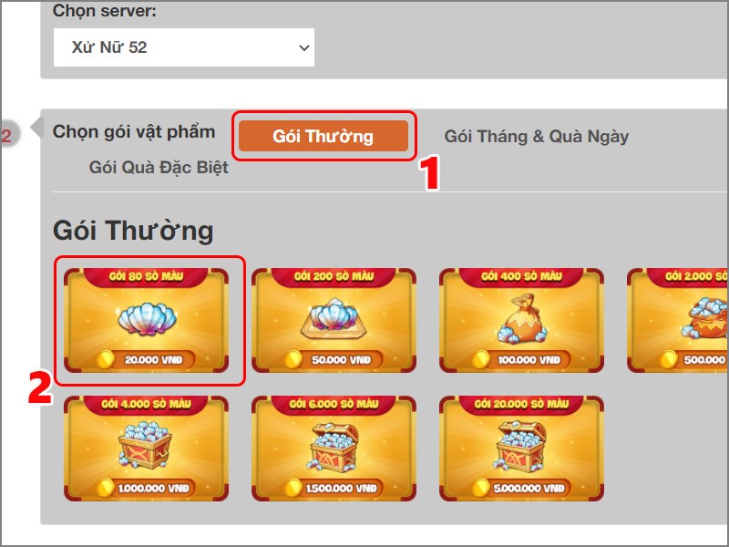 Chọn g&oacute;i nạp