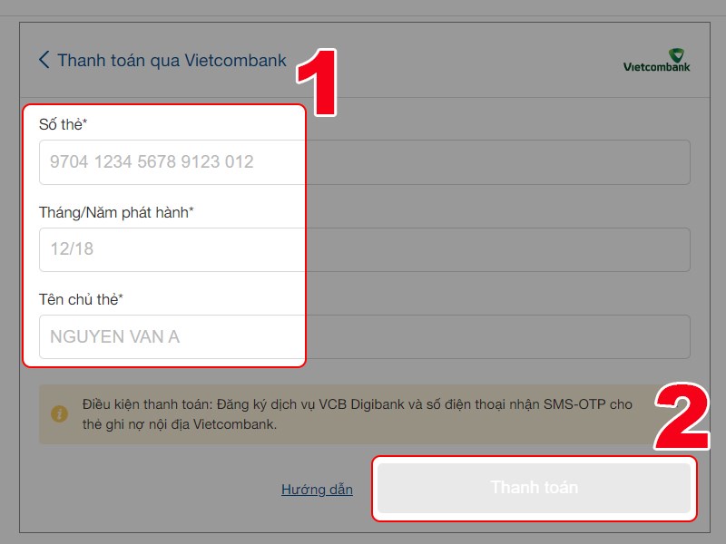 Điền th&ocirc;ng tin thẻ nạp