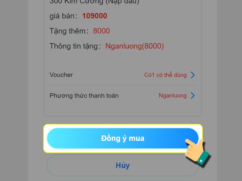 Nhấn Đồng ý mua