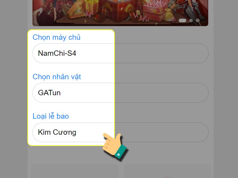 Chọn nhân vật và lễ bao