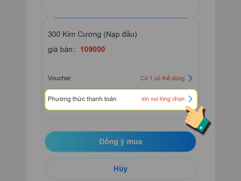 Nhấn vào Phương thức thanh toán