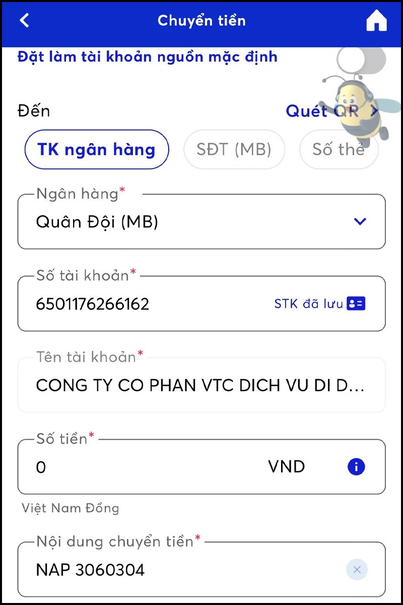 nạp v&iacute; scoin bằng phương thức chuyển khoản ng&acirc;n h&agrave;ng bước 4