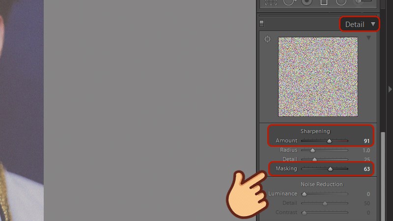 Tăng các thông số Amount, Marking để tạo nhiễu Tăng các thông số Amount, Marking để tạo nhiễu