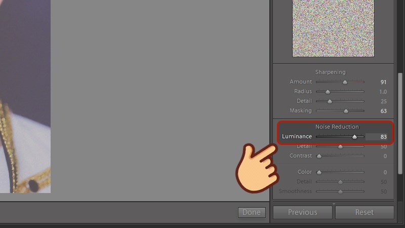 Tăng Luminance để lọc noise và làm mịn da Tăng Luminance để lọc noise và làm mịn da