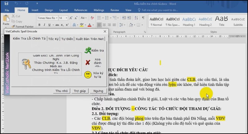 Giao diện kiểm tra chính tả với VCatSpell
