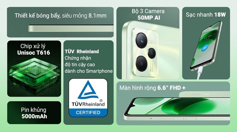 Realme C35 64GB vừa sở hữu hiệu năng ổn định vừa được trang bị pin khủng 5000 mAh