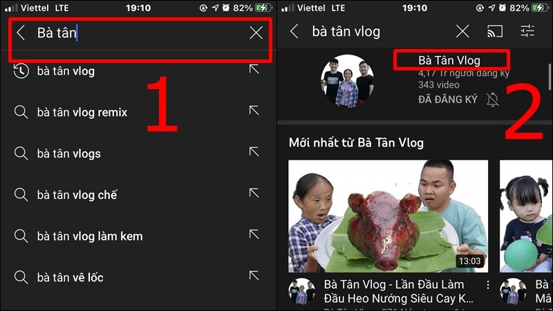 Chọn kênh YouTube cần lấy link