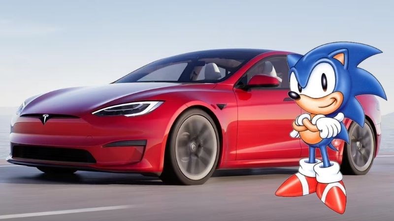 Phiên bản gốc của Sonic the Hedgehog xuất hiện trên xe Tesla