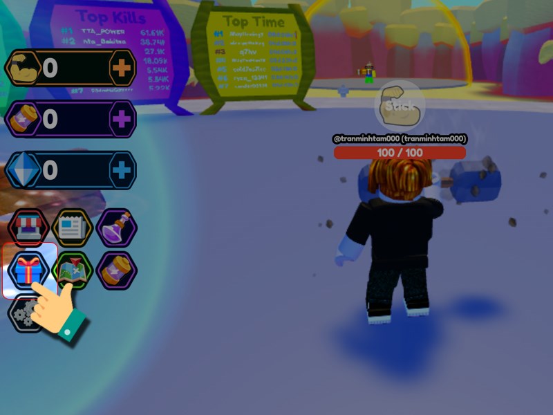 Nhấn vào biểu tượng hộp quà Nhấn vào biểu tượng hộp quà