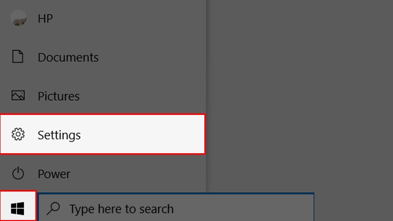 Vào Start, chọn Settings (Cài đặt)