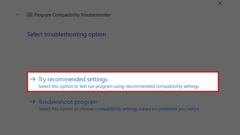 Chọn Try recommended settings