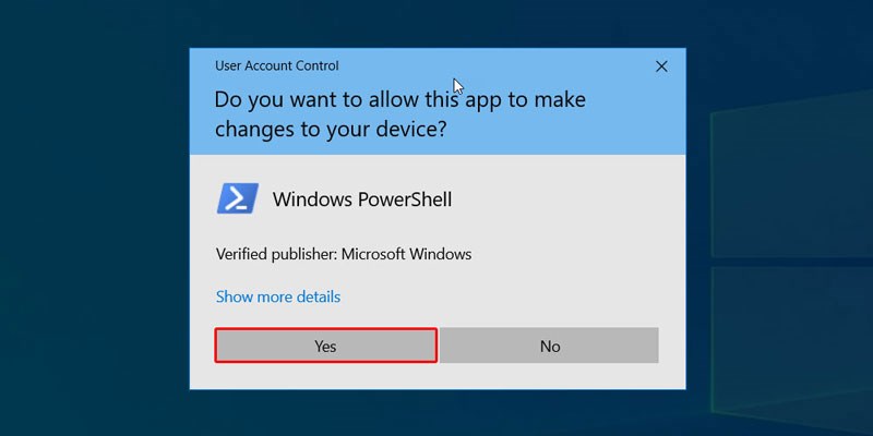 Cho phép chạy PowerShell (Admin)